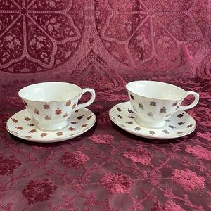 Edwardian Collection British Royal Crown Red & Blue Teacup Set